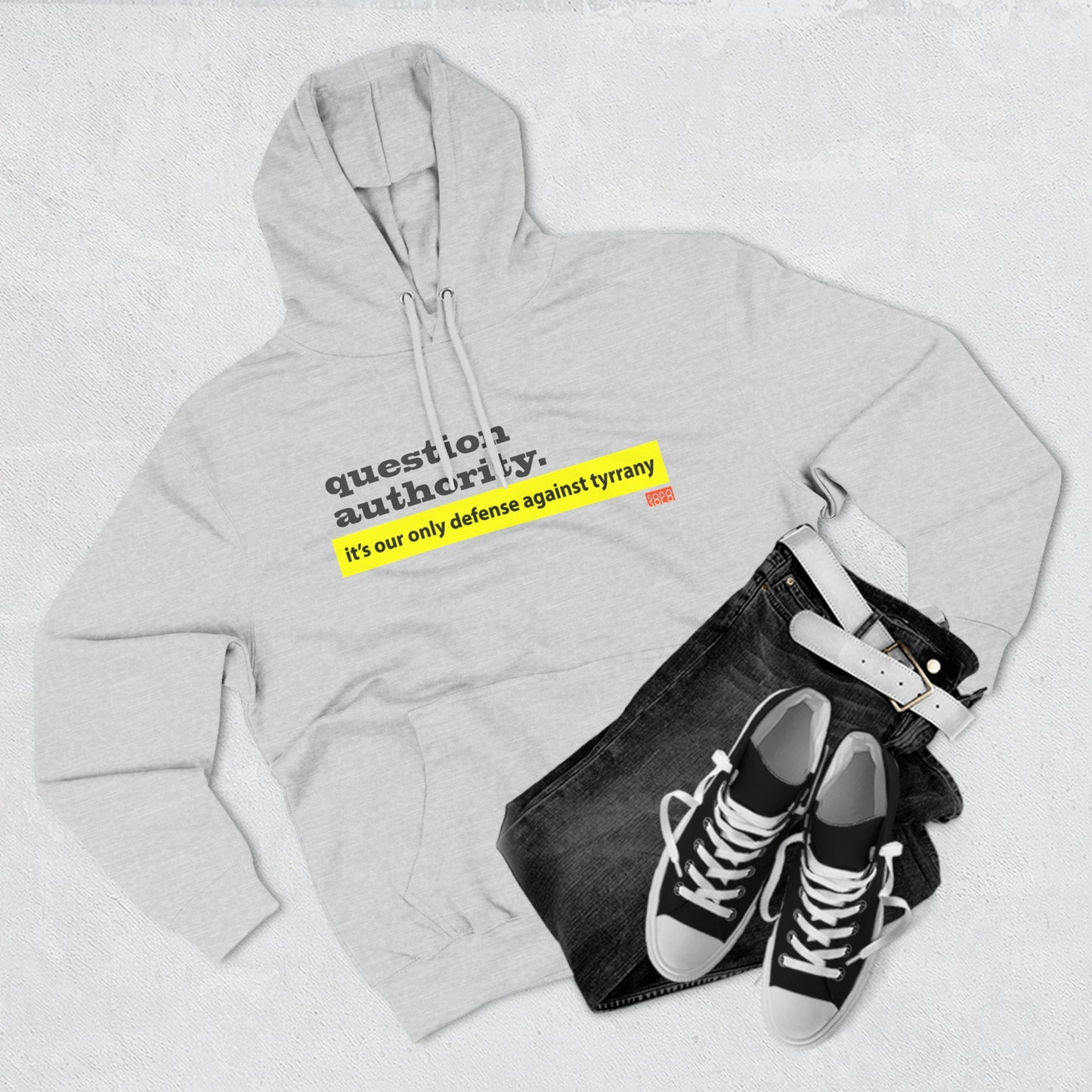 Question Authority Three-Panel Fleece Hoodie