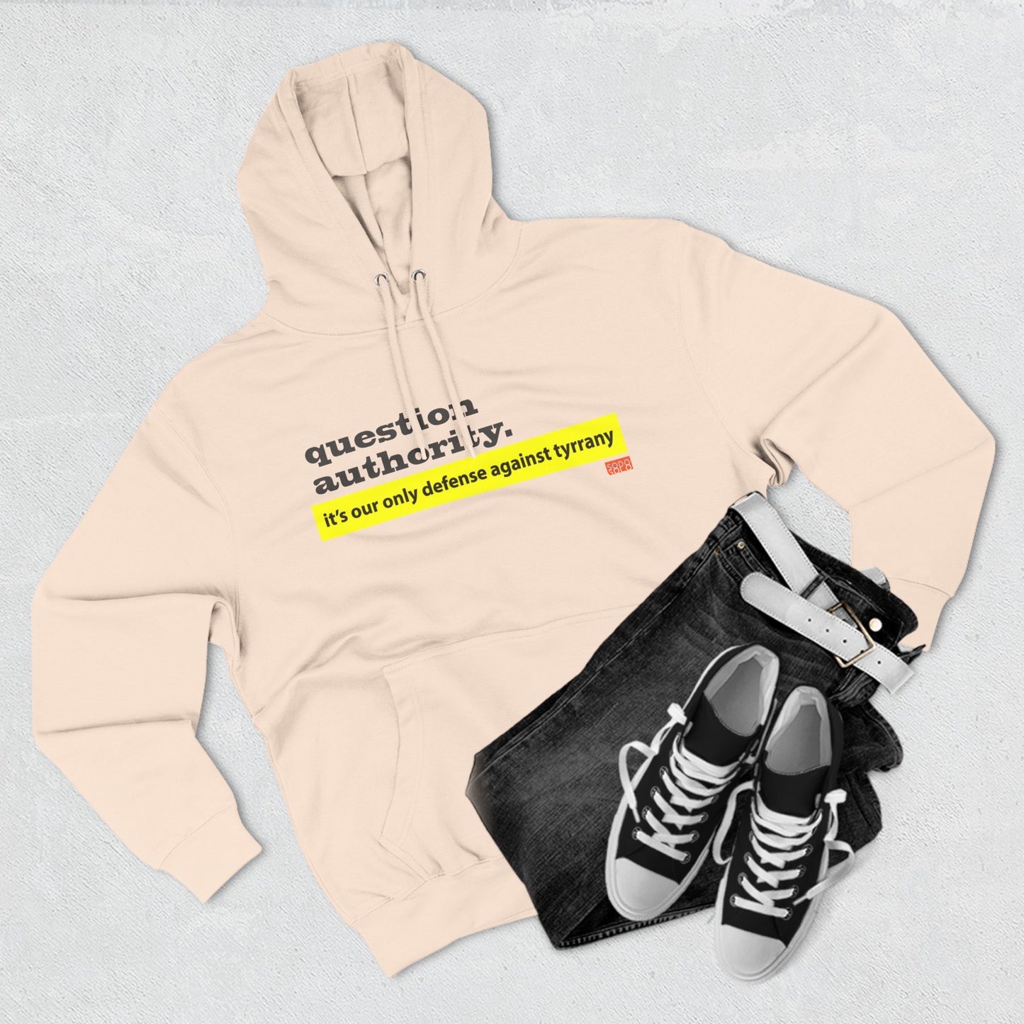 Question Authority Three-Panel Fleece Hoodie