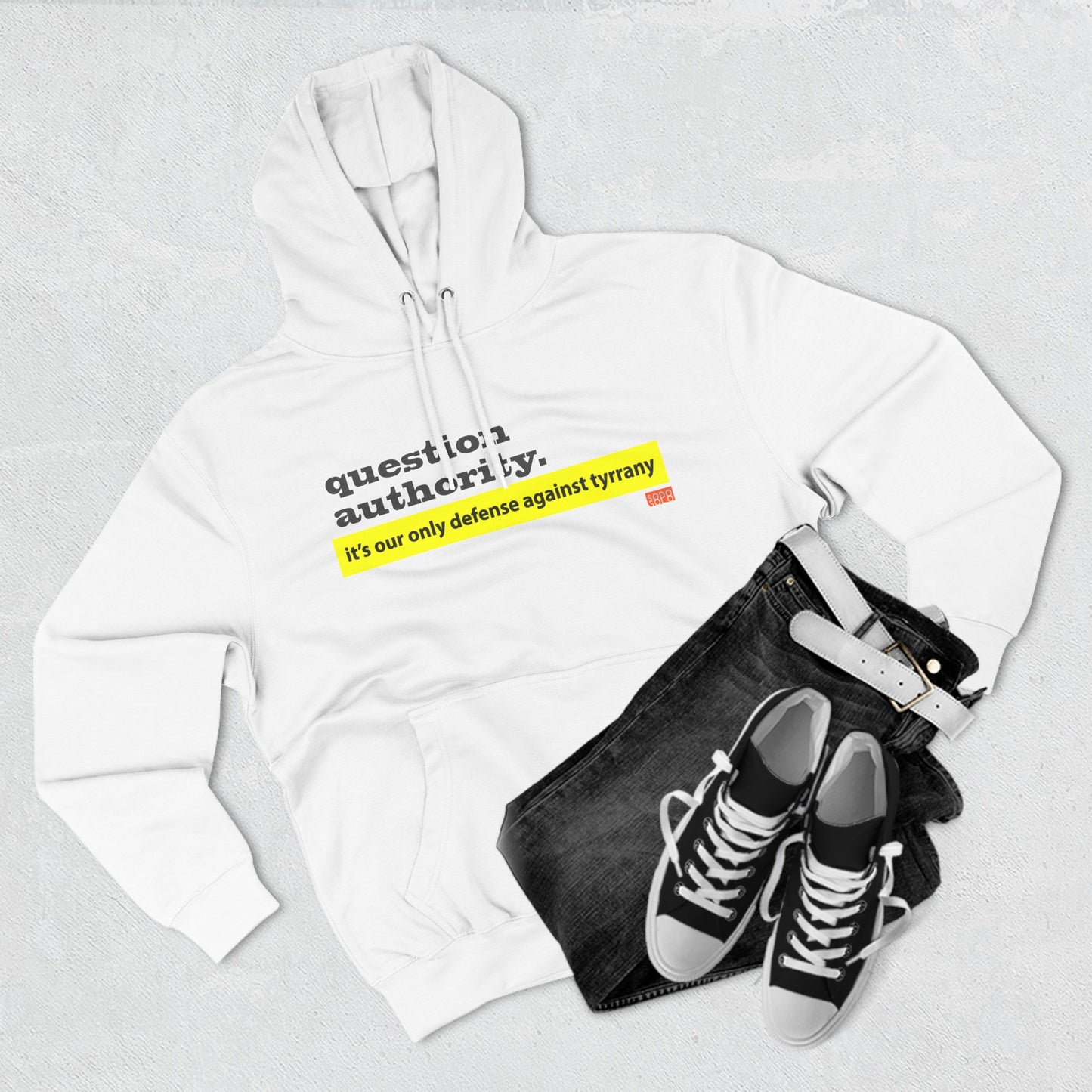 Question Authority Three-Panel Fleece Hoodie