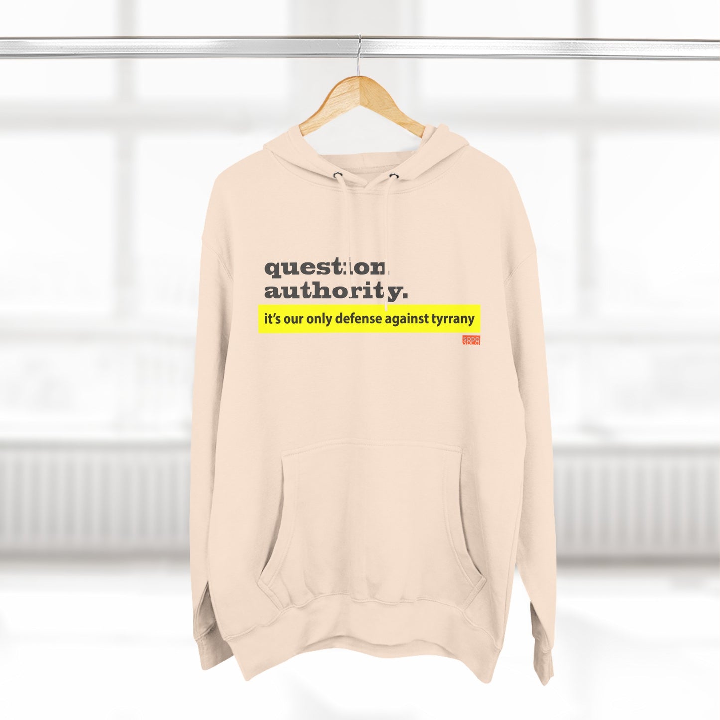 Question Authority Three-Panel Fleece Hoodie